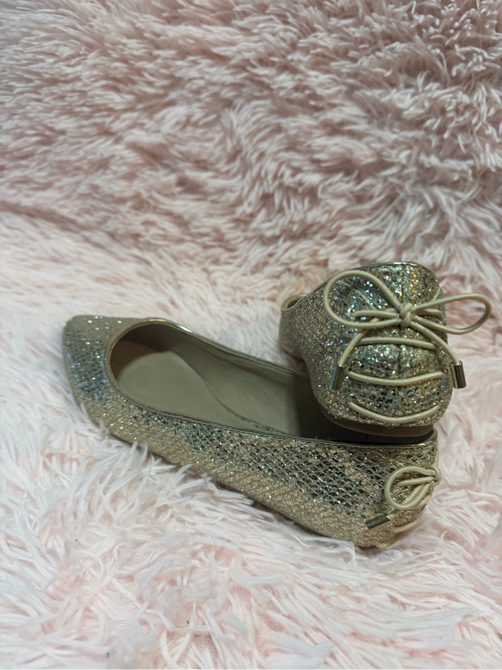 Mix No. 6 Sparkle Bow Pointed Ballet Flats - Champagne Gold